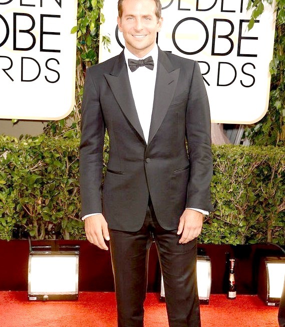Bradley Cooper at the Golden Globe Awards in a Tuxedo